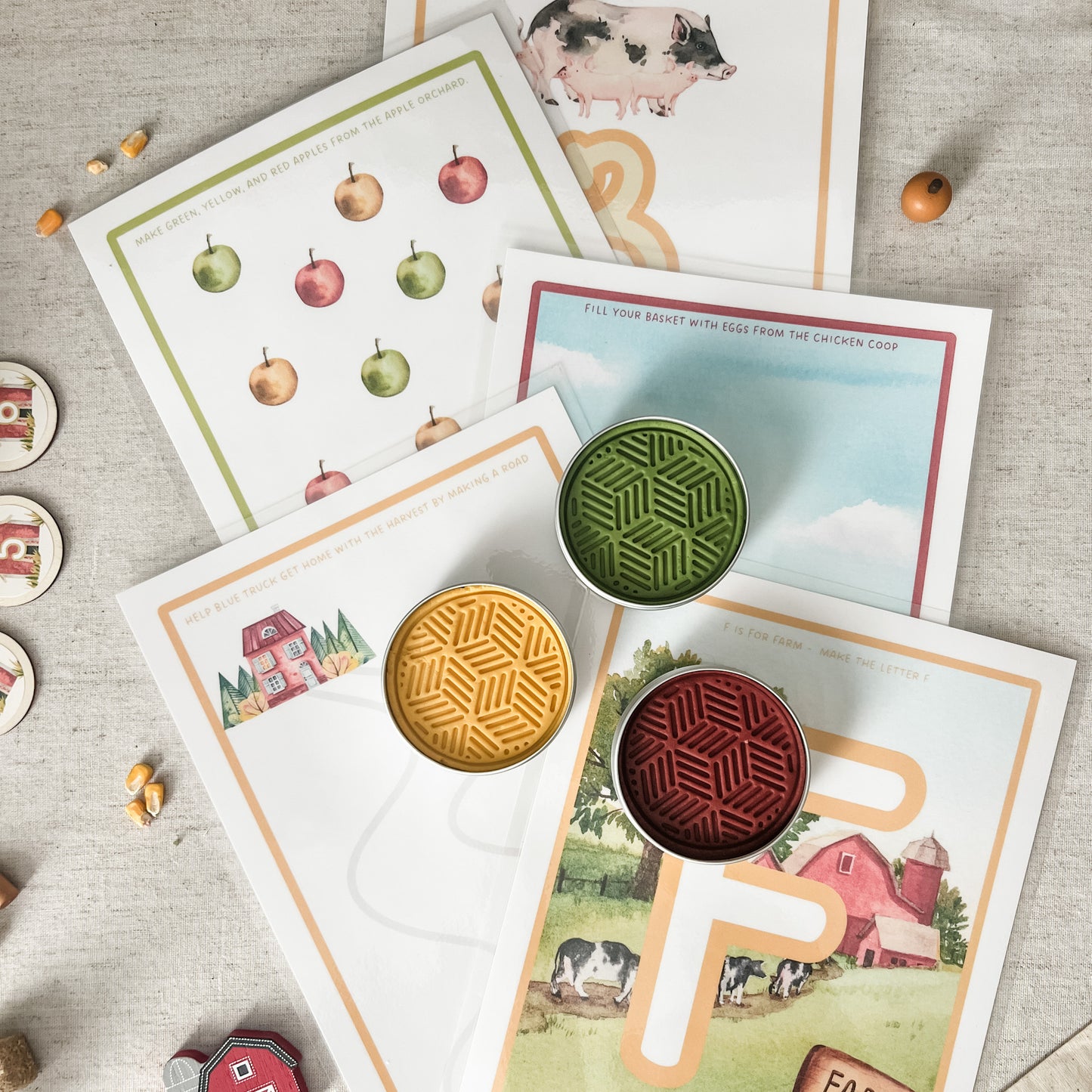 5 Double-sided On the Farm Play Dough Mats - Physical Product