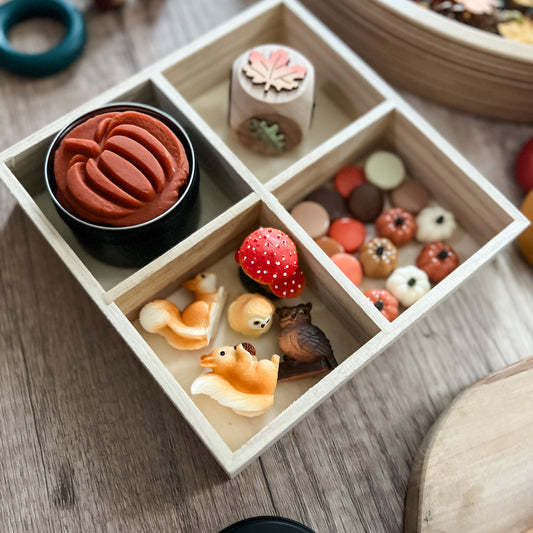 Autumn Woods Play Dough Tray - Chickadees Wooden Toys