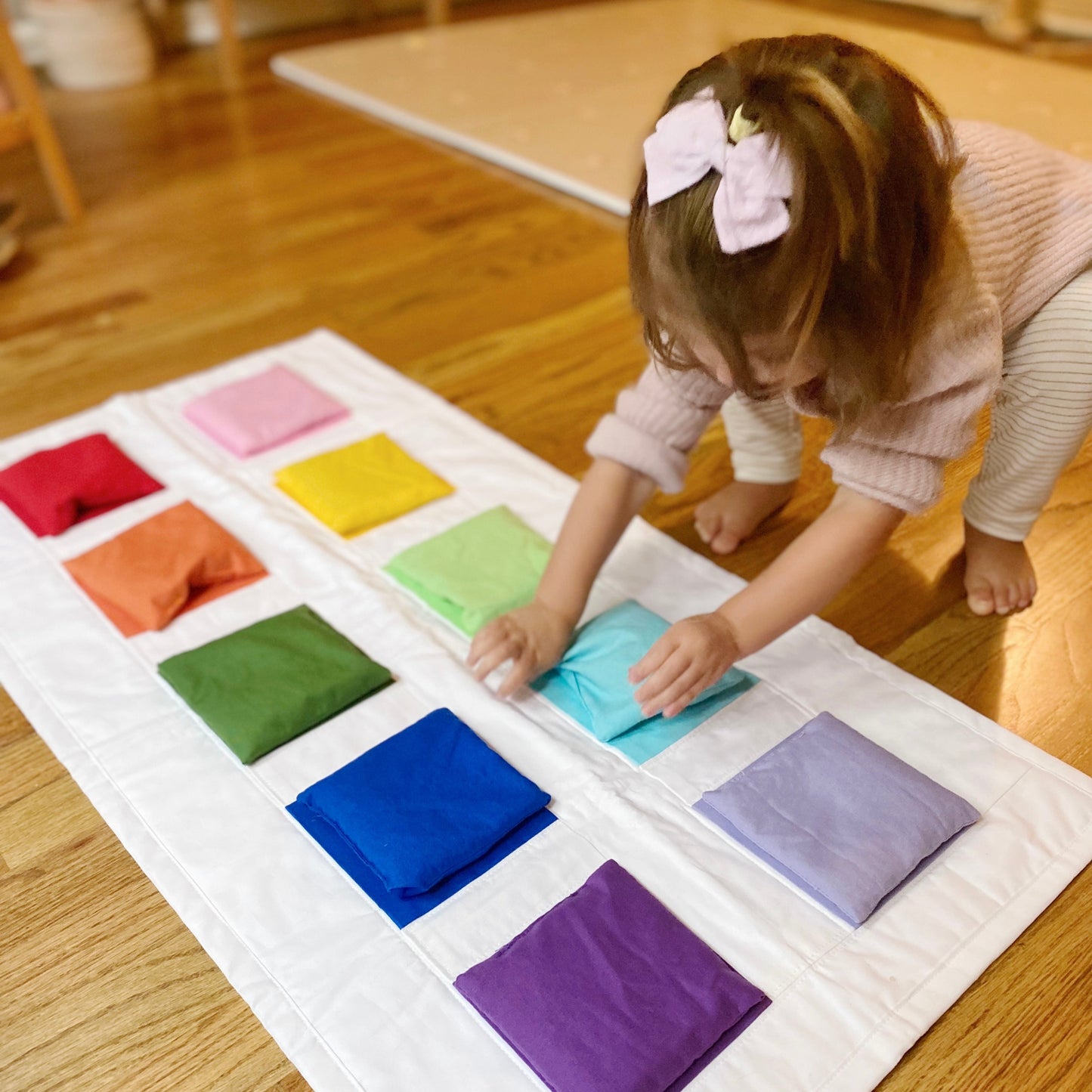 Quilted Color Block Mat & Matching Beanbags - Chickadees Wooden Toys