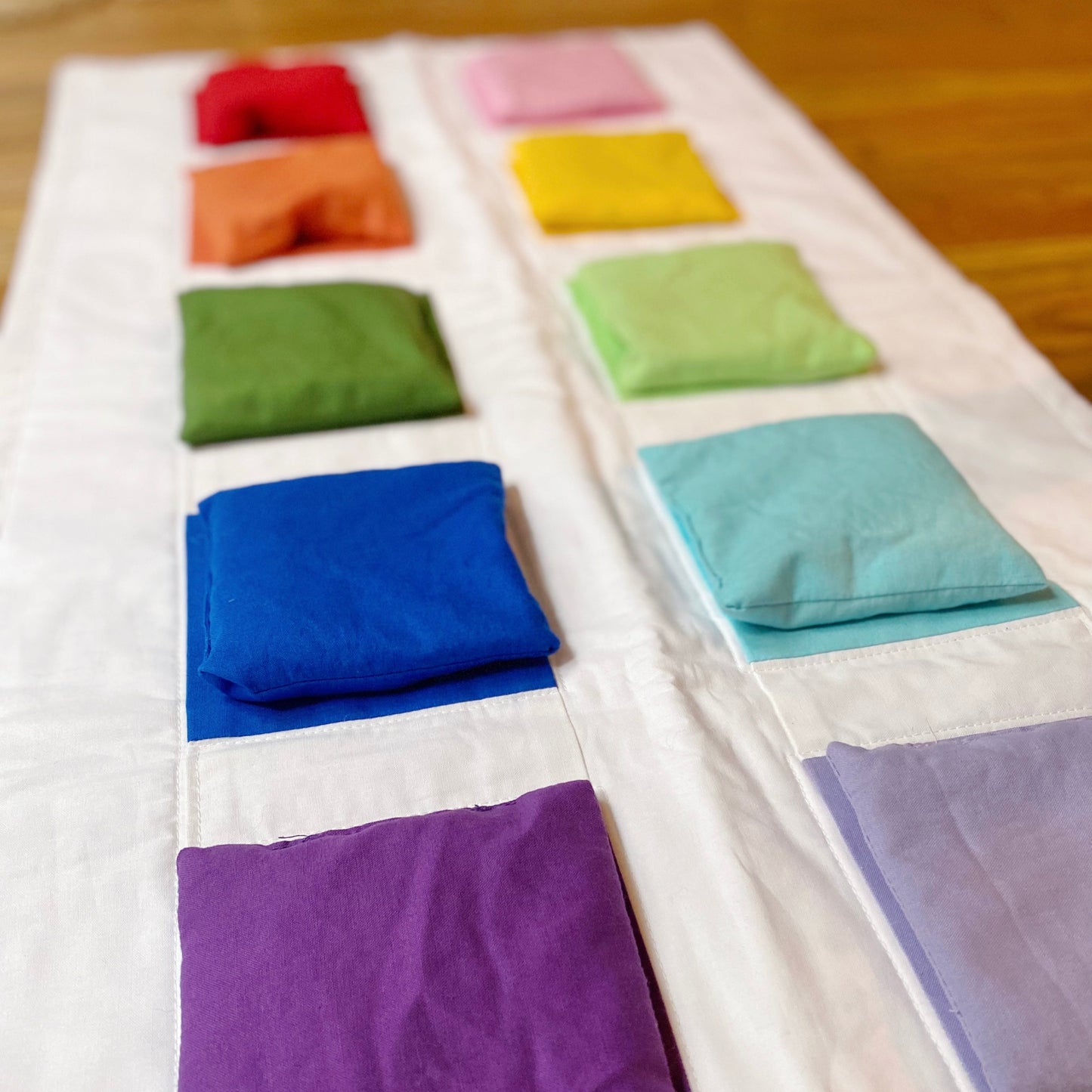 Quilted Color Block Mat & Matching Beanbags - Chickadees Wooden Toys