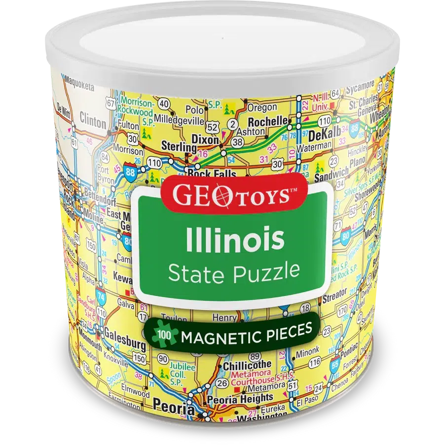 Illinois State 100 Piece Magnetic Jigsaw Puzzle Geotoys