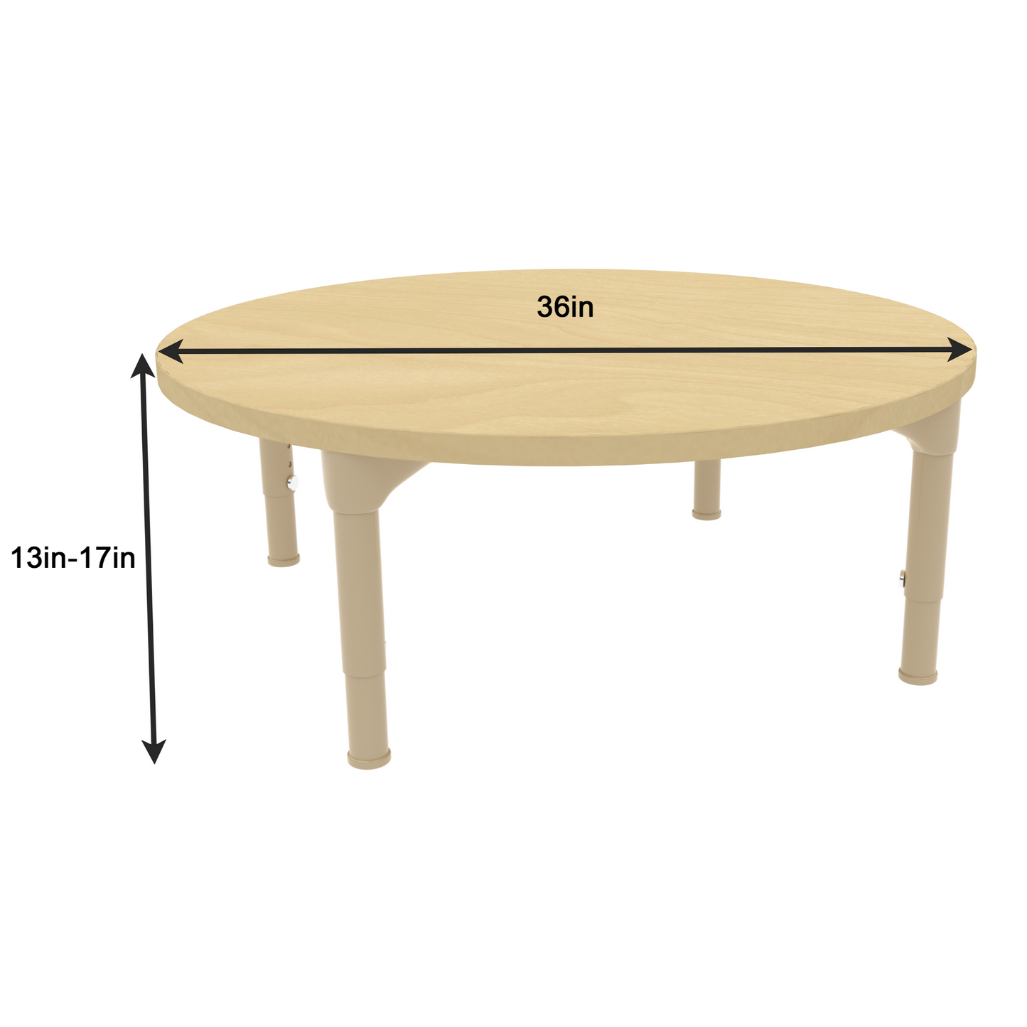 Round Adjustable Kids Table – 36" Diameter, 13" to 17" Height | Toddler & Preschool Activity Table for Classrooms & Daycares - Chickadees Wooden Toys