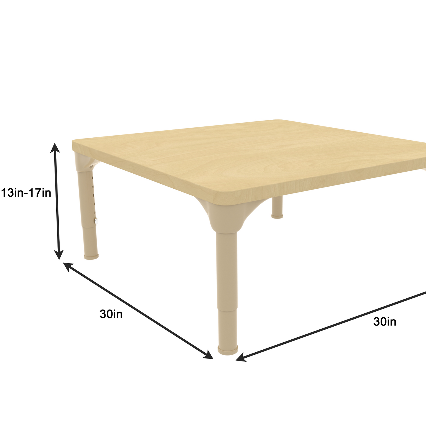 Square Adjustable Kids Table – 13" to 17" Height | Preschool & Toddler Activity Table for Classrooms & Daycares - Chickadees Wooden Toys