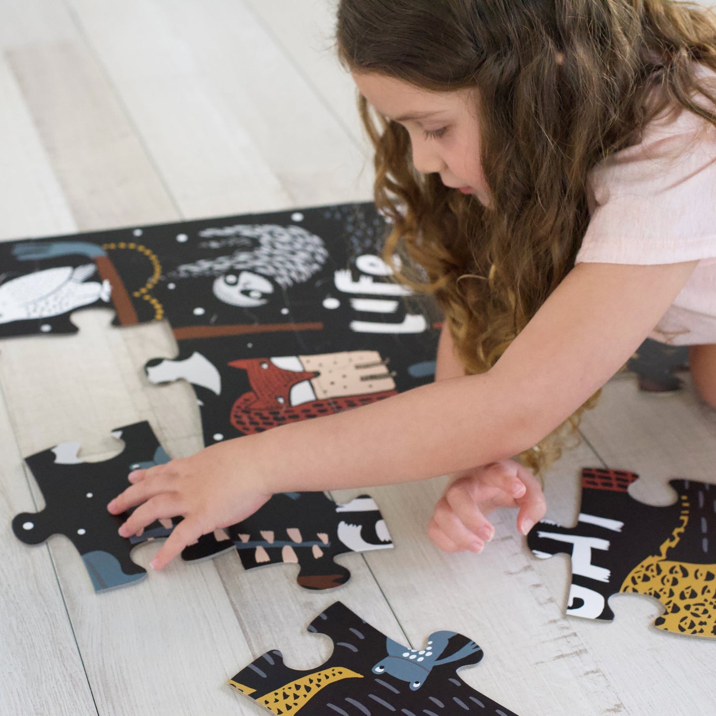 Night Life Floor Puzzle - Chickadees Wooden Toys
