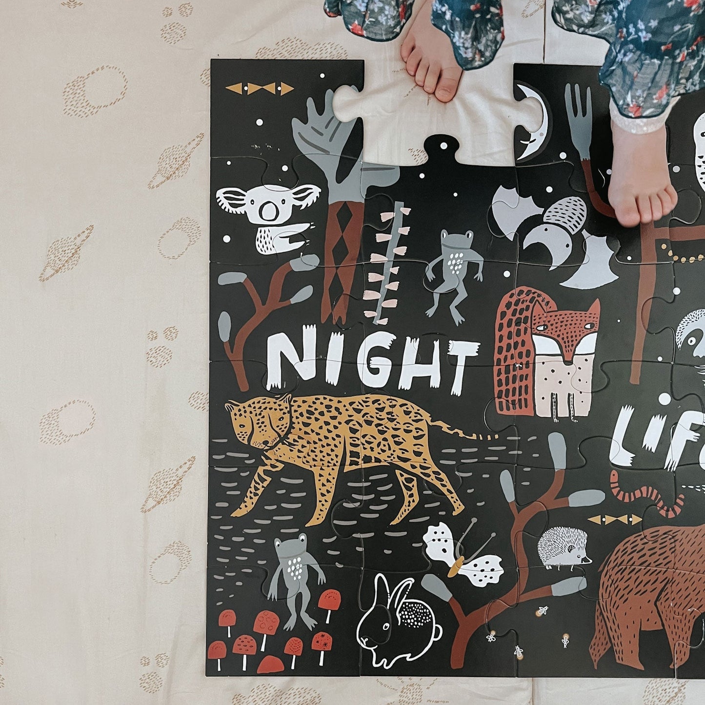Night Life Floor Puzzle - Chickadees Wooden Toys