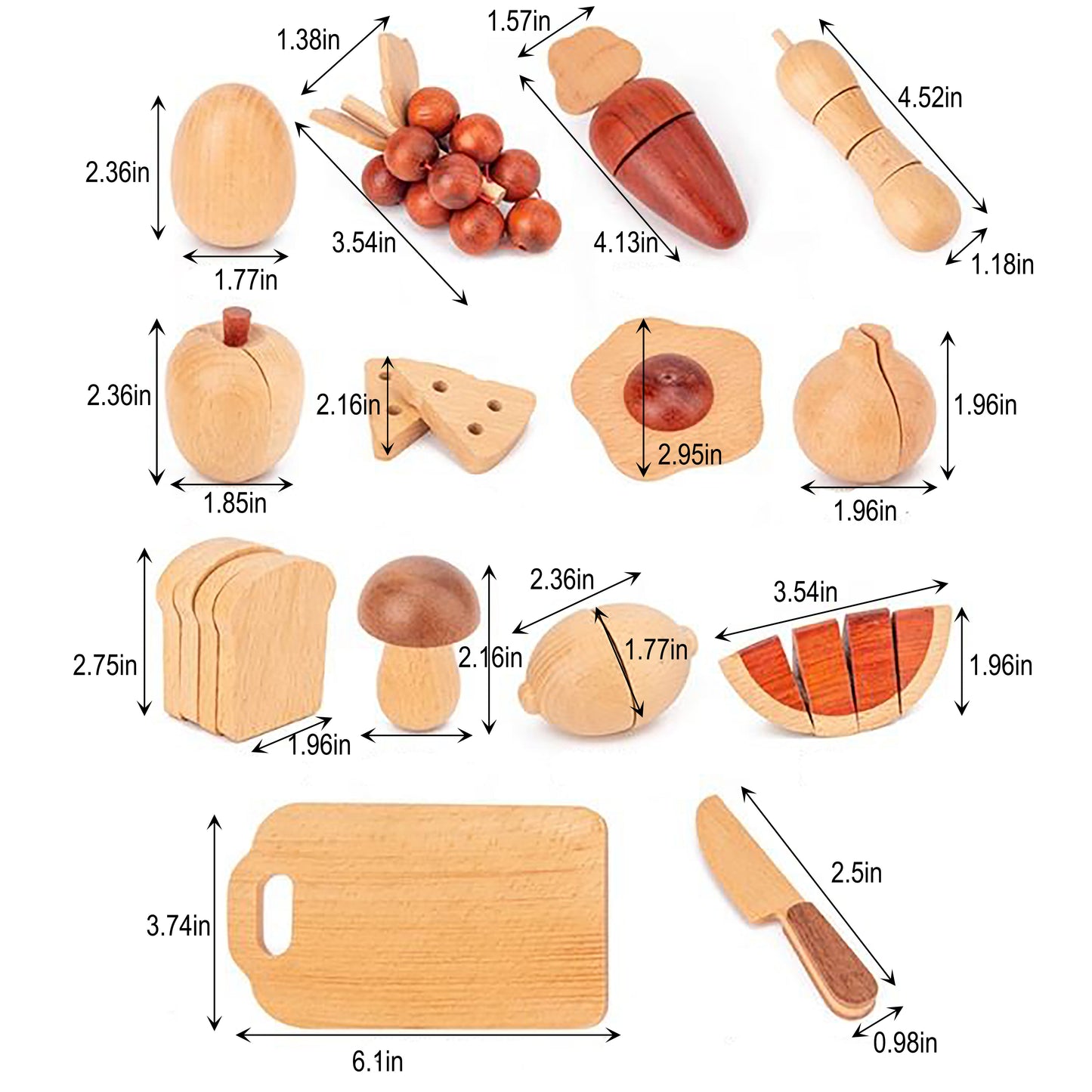 Wooden Play Food Sets for Kids Kitchen - Chickadees Wooden Toys