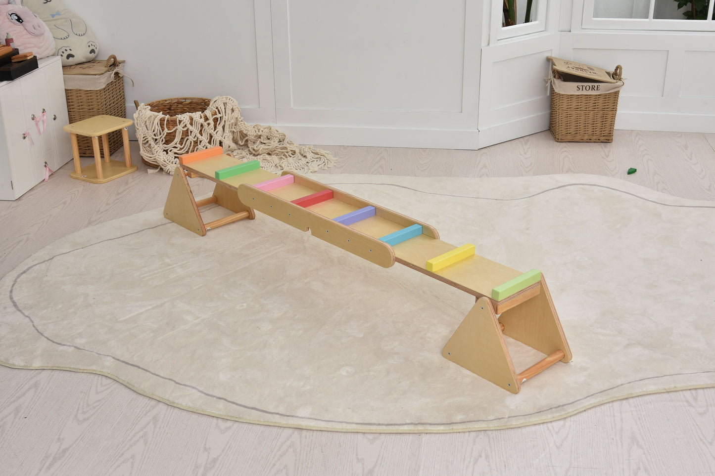 Willow- Rainbow Seesaw and Balance Beam - Chickadees Wooden Toys