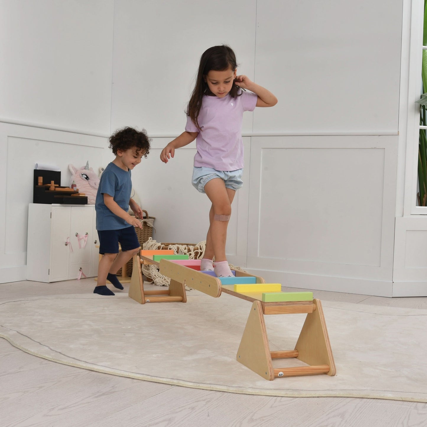 Willow- Rainbow Seesaw and Balance Beam - Chickadees Wooden Toys