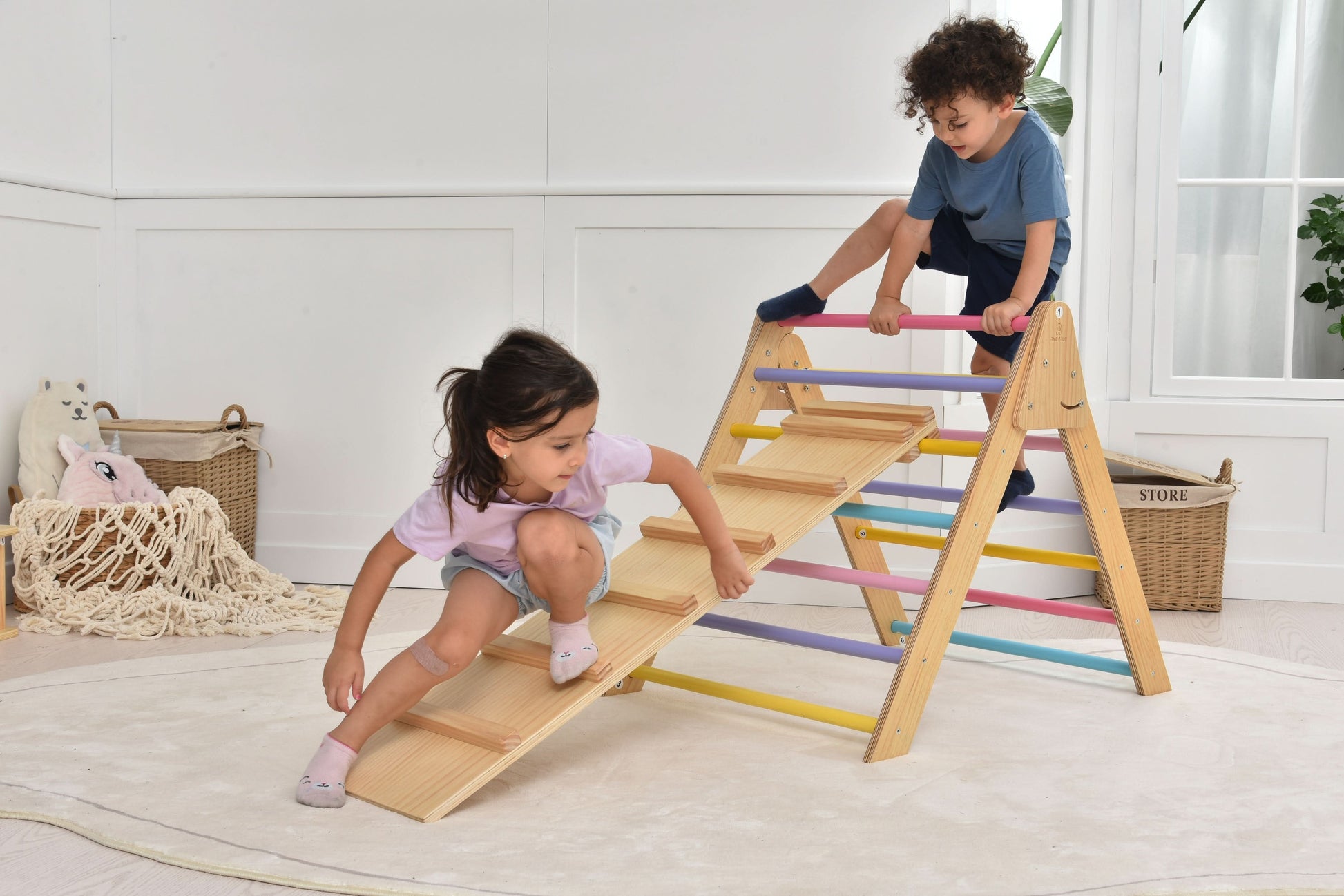 Olive- Pikler Triangle Ladder and Climber Slide - Multiple Sizes - Chickadees Wooden Toys