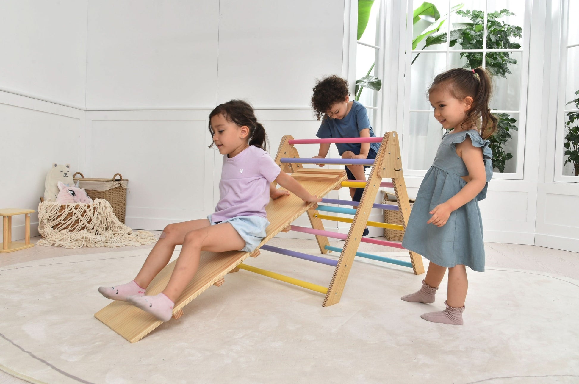 Olive- Pikler Triangle Ladder and Climber Slide - Multiple Sizes - Chickadees Wooden Toys