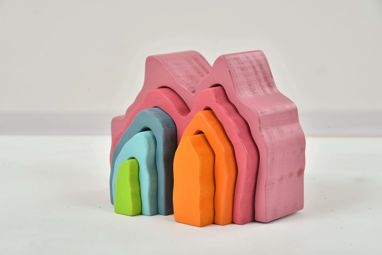 Wooden Mountain Rainbow Stacker Toy Puzzle Blocks - Chickadees Wooden Toys