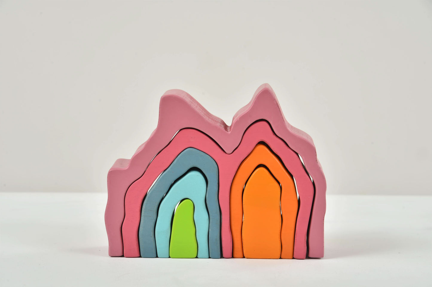 Wooden Mountain Rainbow Stacker Toy Puzzle Blocks - Chickadees Wooden Toys