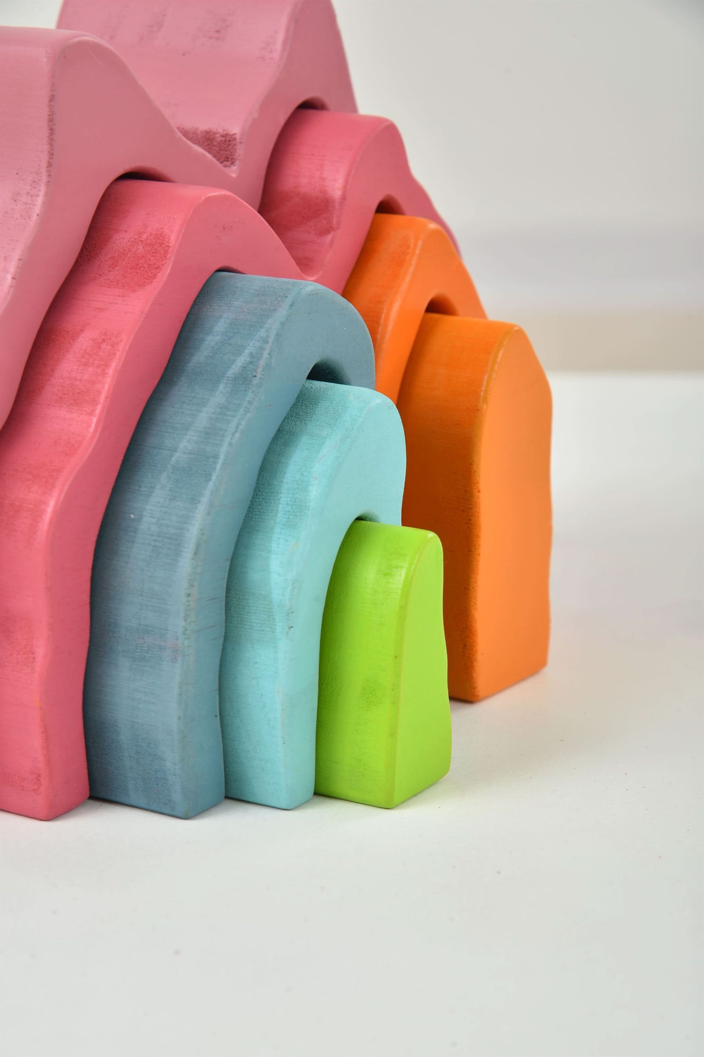 Wooden Mountain Rainbow Stacker Toy Puzzle Blocks - Chickadees Wooden Toys