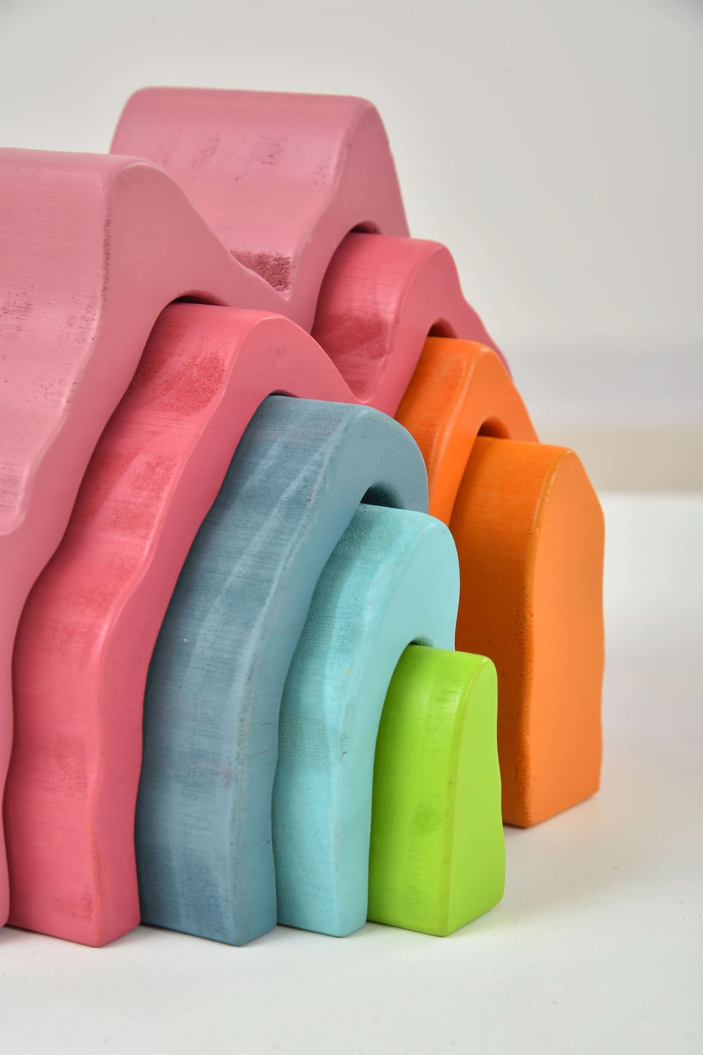 Wooden Mountain Rainbow Stacker Toy Puzzle Blocks - Chickadees Wooden Toys
