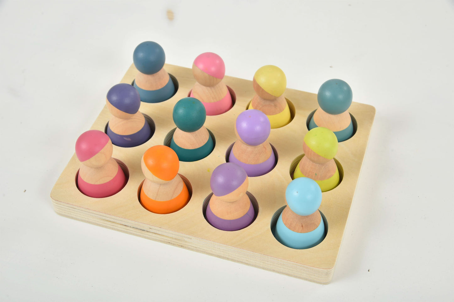 Wooden Rainbow Peg Dolls Figures 12 Piece Set - Chickadees Wooden Toys
