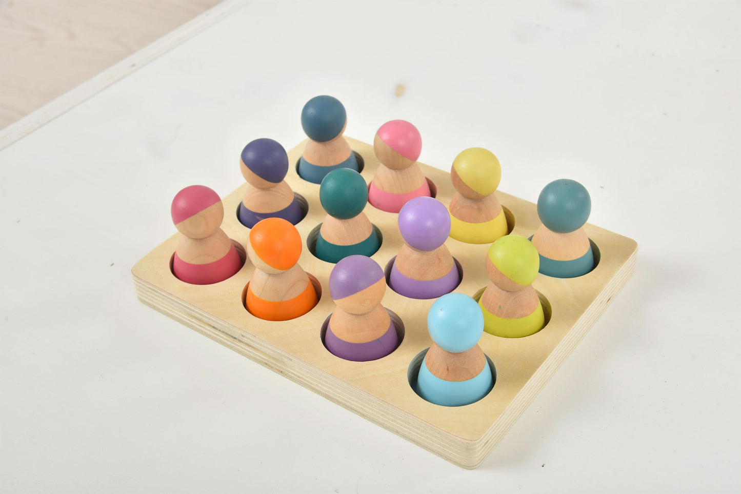 Wooden Rainbow Peg Dolls Figures 12 Piece Set - Chickadees Wooden Toys