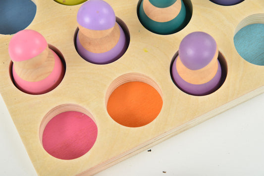 Wooden Rainbow Peg Dolls Figures 12 Piece Set - Chickadees Wooden Toys