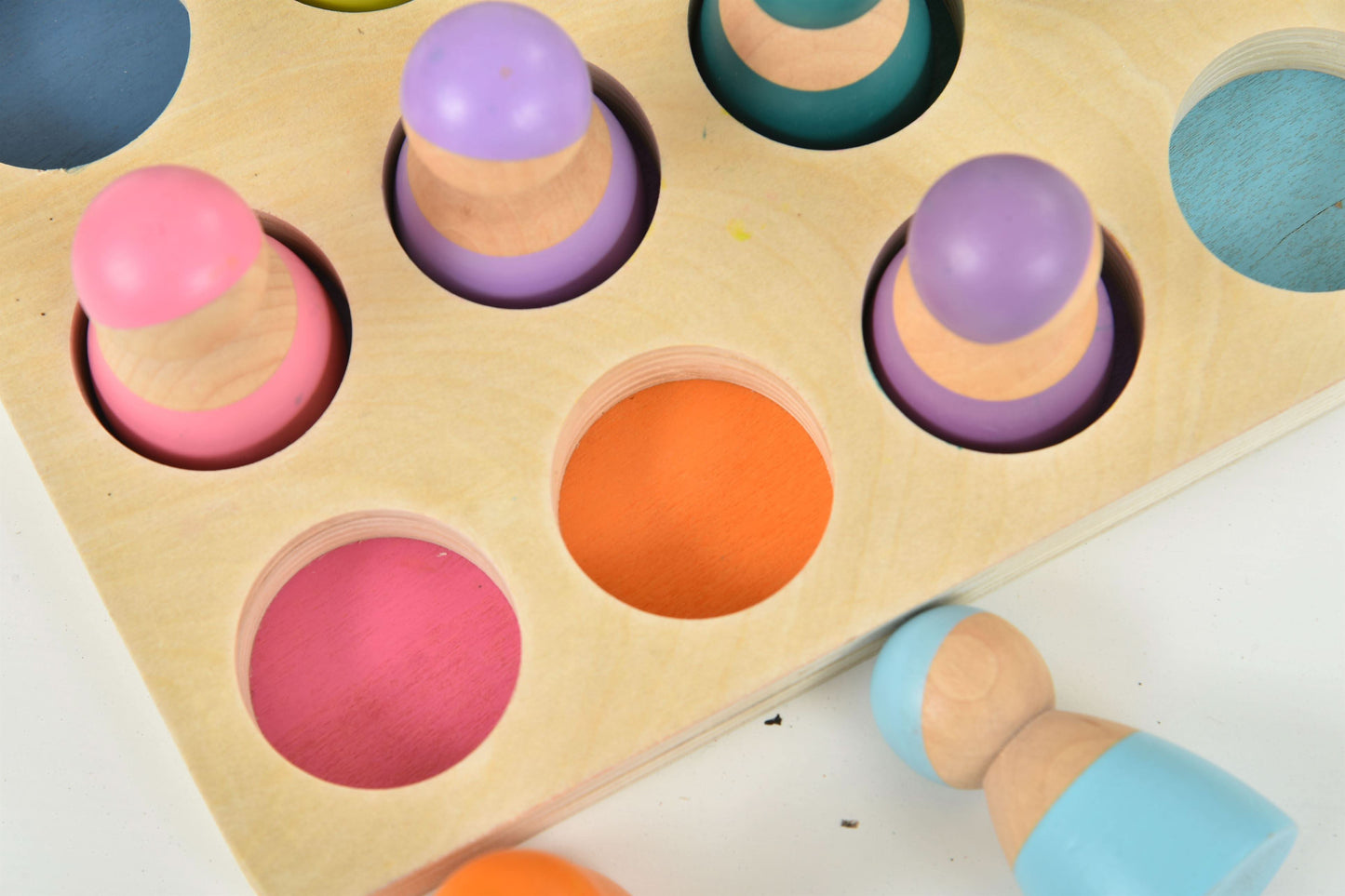Wooden Rainbow Peg Dolls Figures 12 Piece Set - Chickadees Wooden Toys