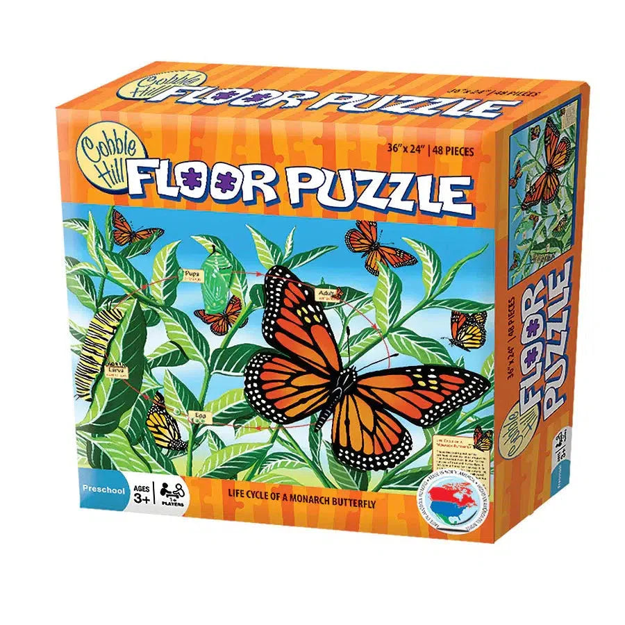 Life Cycle of a Monarch Butterfly 48 Piece Floor Jigsaw Puzzle Cobble Hill - Chickadees Wooden Toys