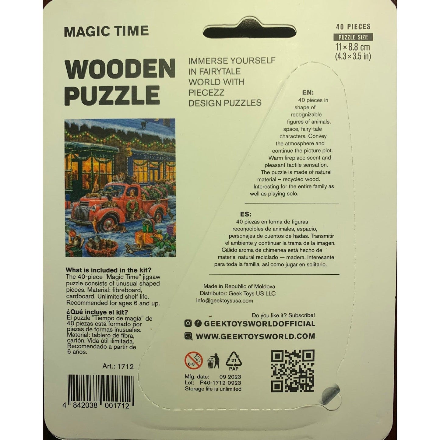 Magic Time 40 Piece Mini Wooden Jigsaw Puzzle Geek Toys - Chickadees Wooden Toys