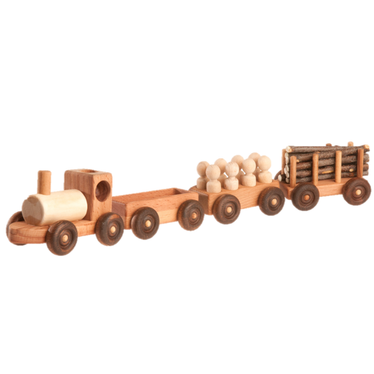 Handmade Wooden Toy Train Play Set, 23" Long