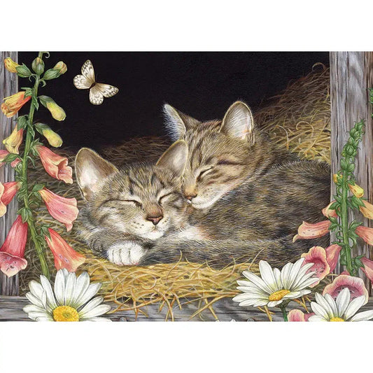 Morning Snooze 35 Piece Tray Jigsaw Puzzle Cobble Hill - Chickadees Wooden Toys