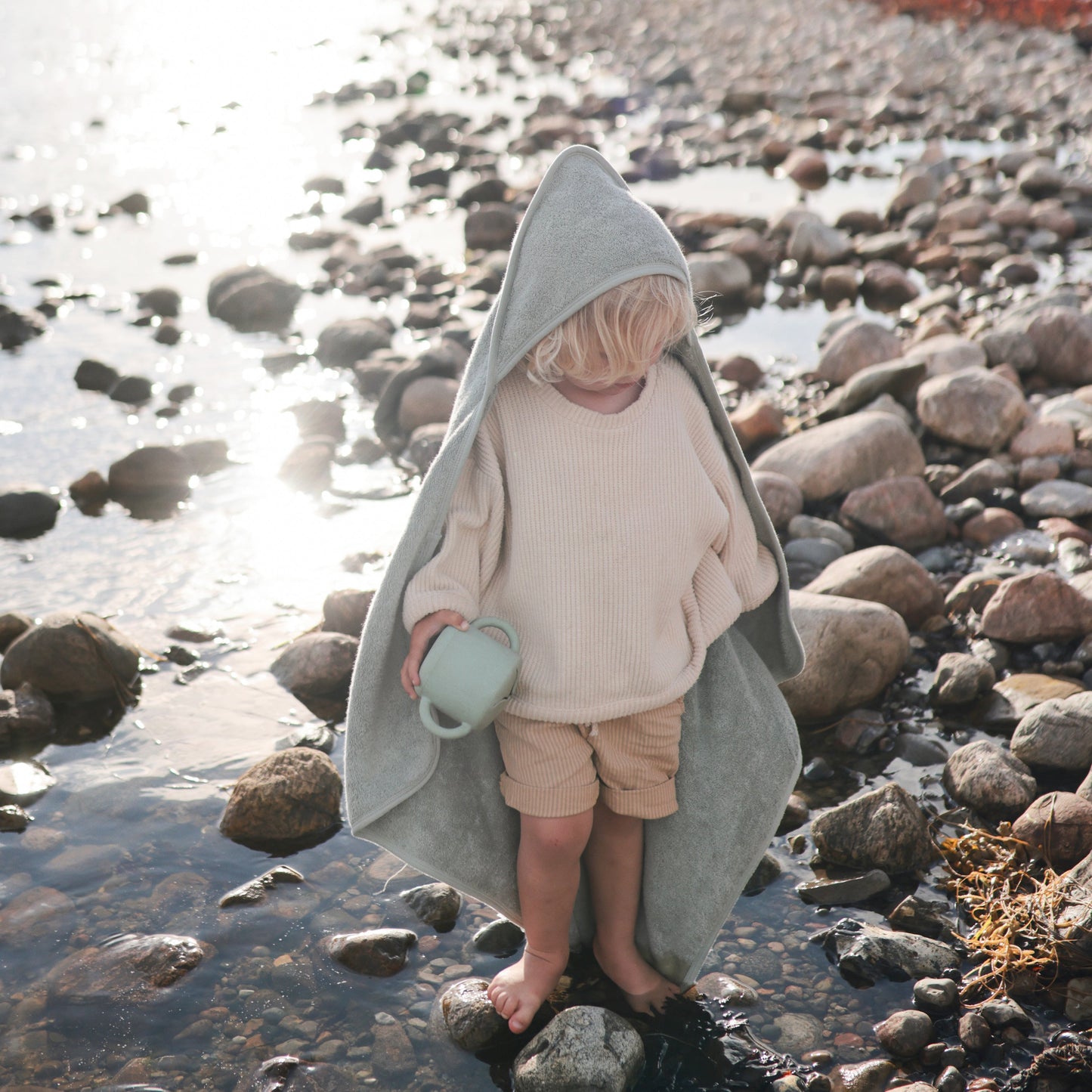 Organic Cotton Baby Hooded Towel - Chickadees Wooden Toys