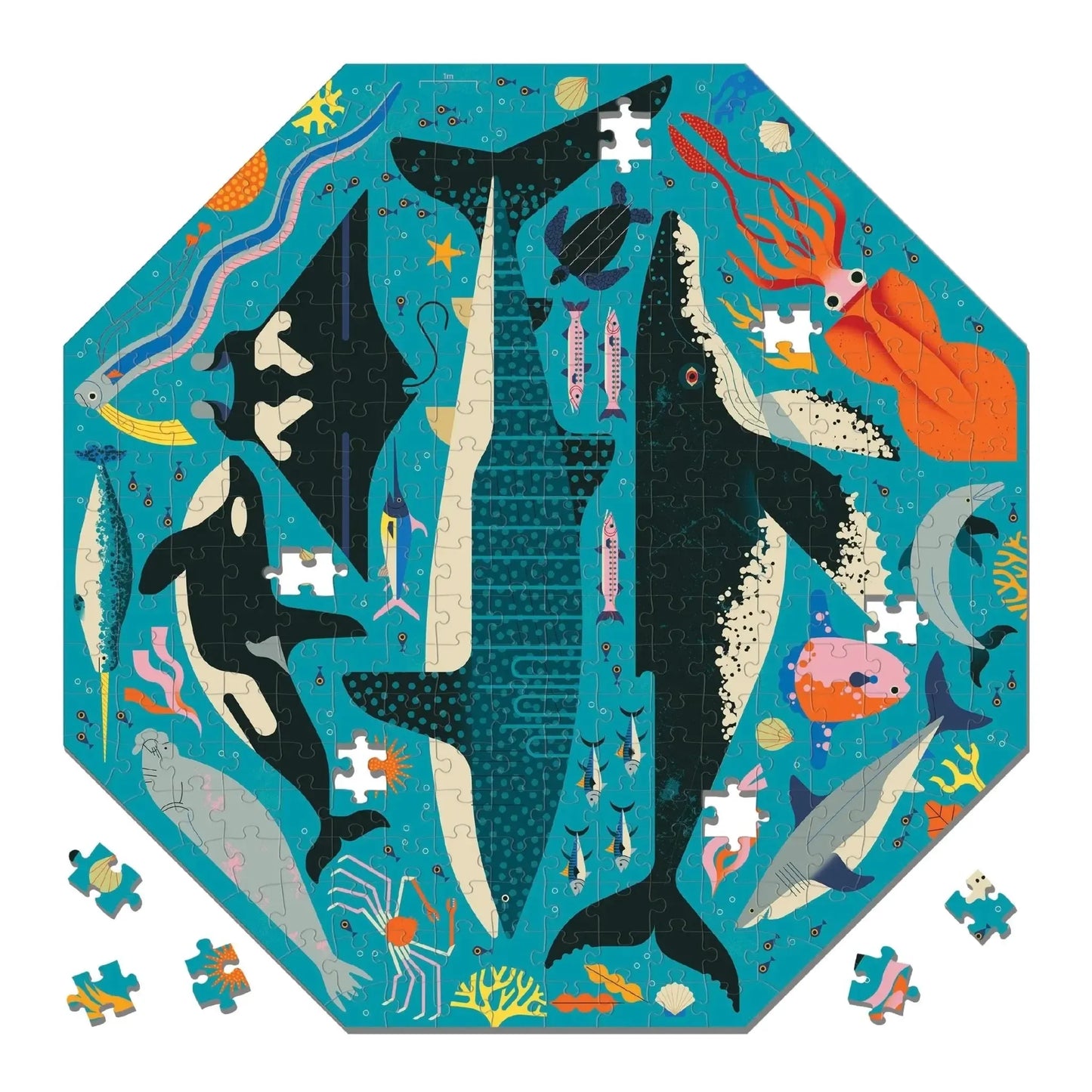 Ocean Life to Scale 300 Piece Octagon Jigsaw Puzzle Mudpuppy