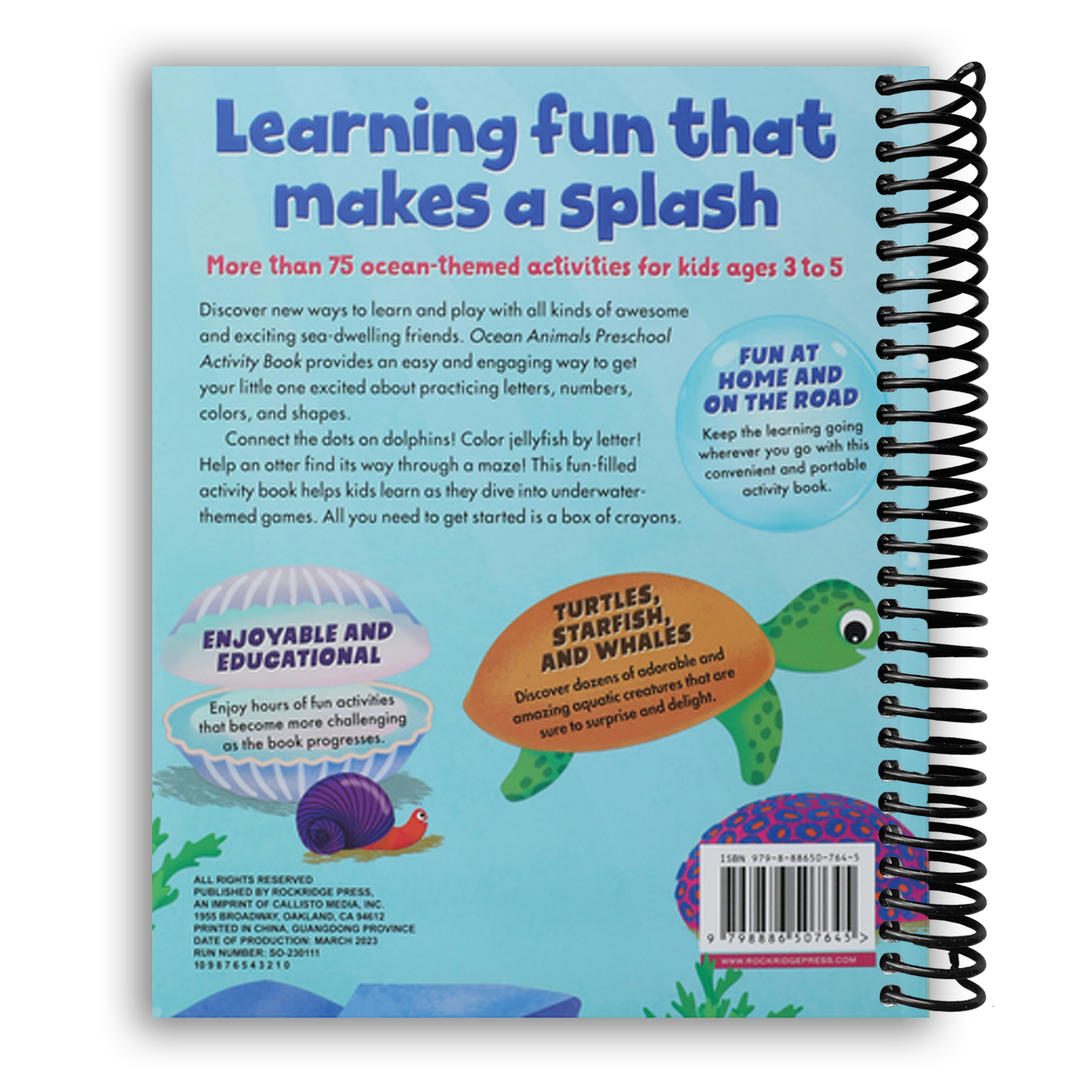 Ocean Animals Preschool Activity Book: 75 Games to Learn Letters, Numbers, Colors, and Shapes (School Skills Activity Books) - Chickadees Wooden Toys