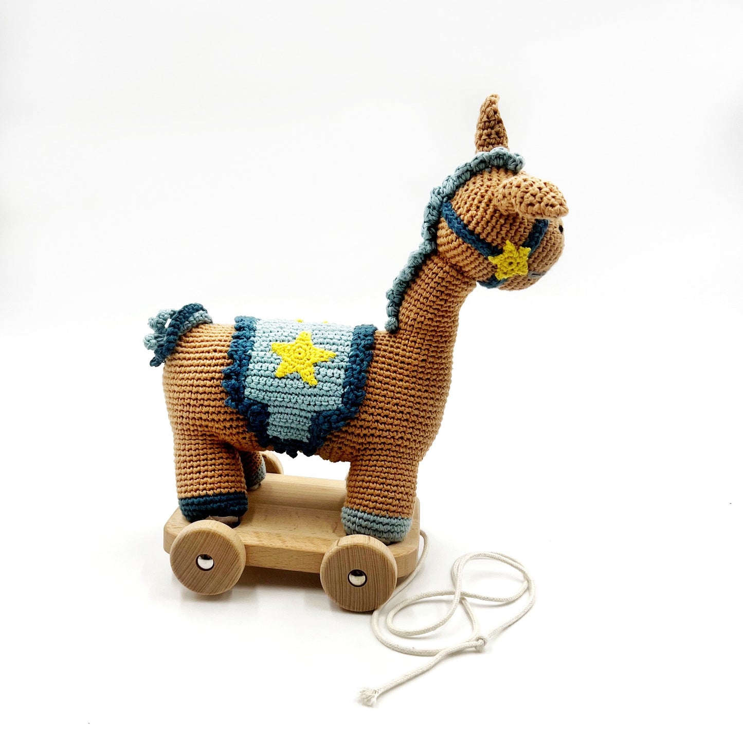 Wooden Toy with Plush Horse - Pull Along
