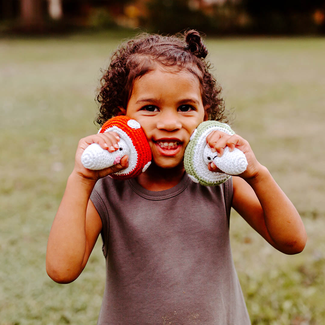 Friendly Mushroom Rattle - Chickadees Wooden Toys