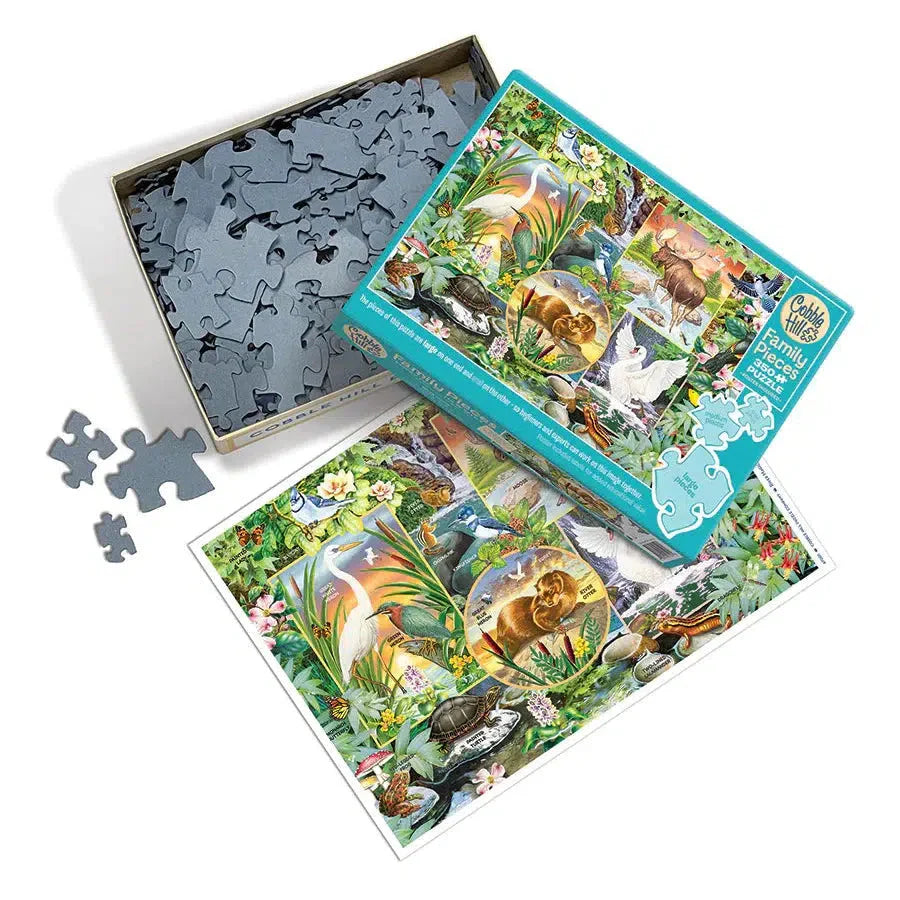 River Magic 350 Piece Family Jigsaw Puzzle Cobble Hill - Chickadees Wooden Toys