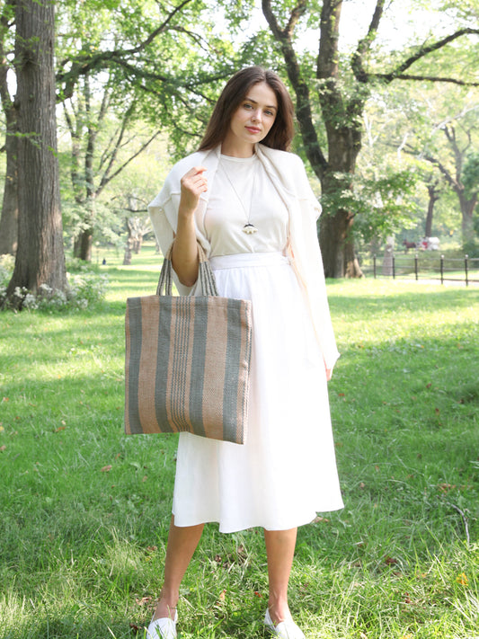 Dora Jute Tote Bag - Pale Green - Chickadees Wooden Toys