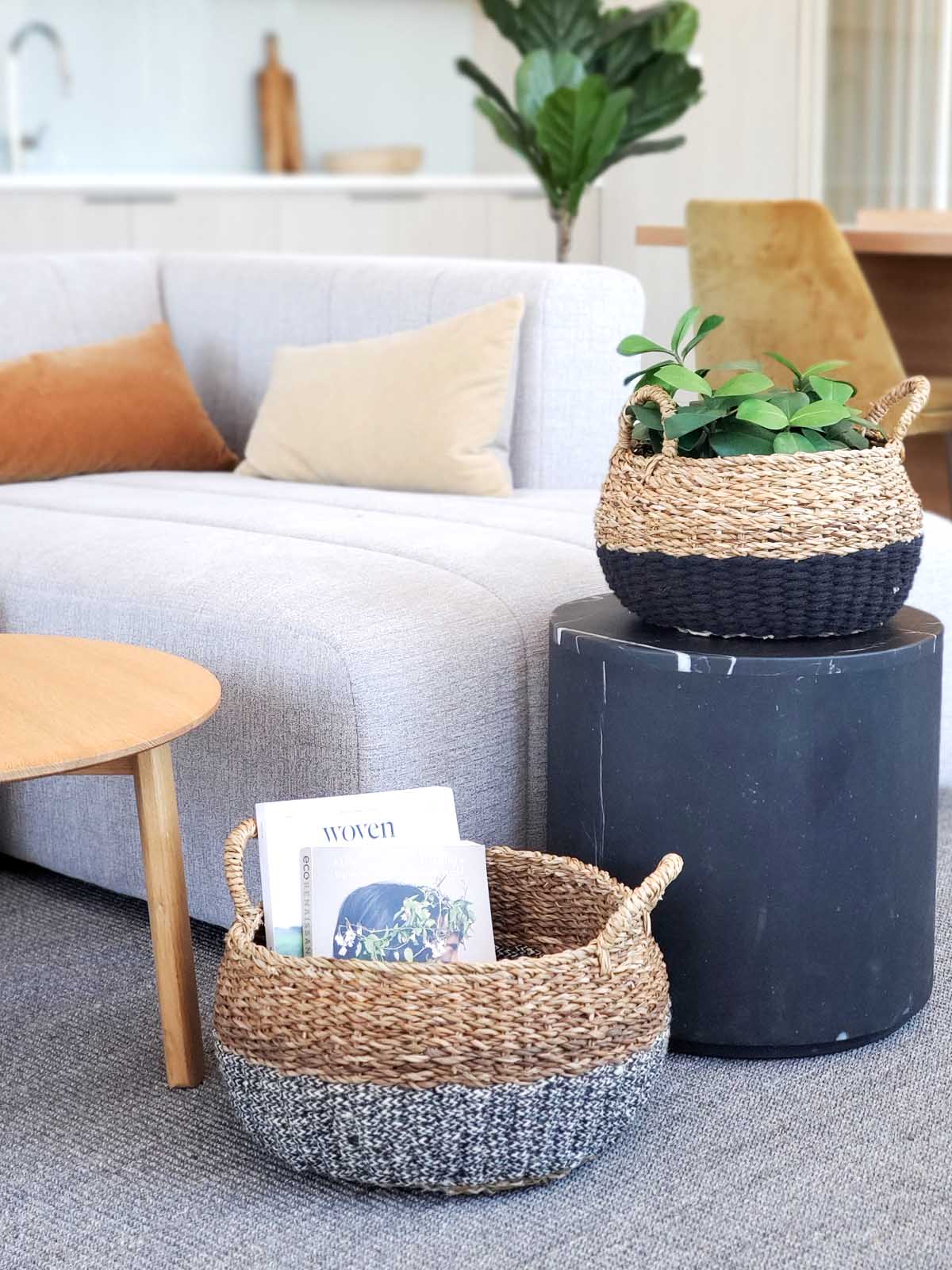 Ula Floor Basket - Black - Chickadees Wooden Toys