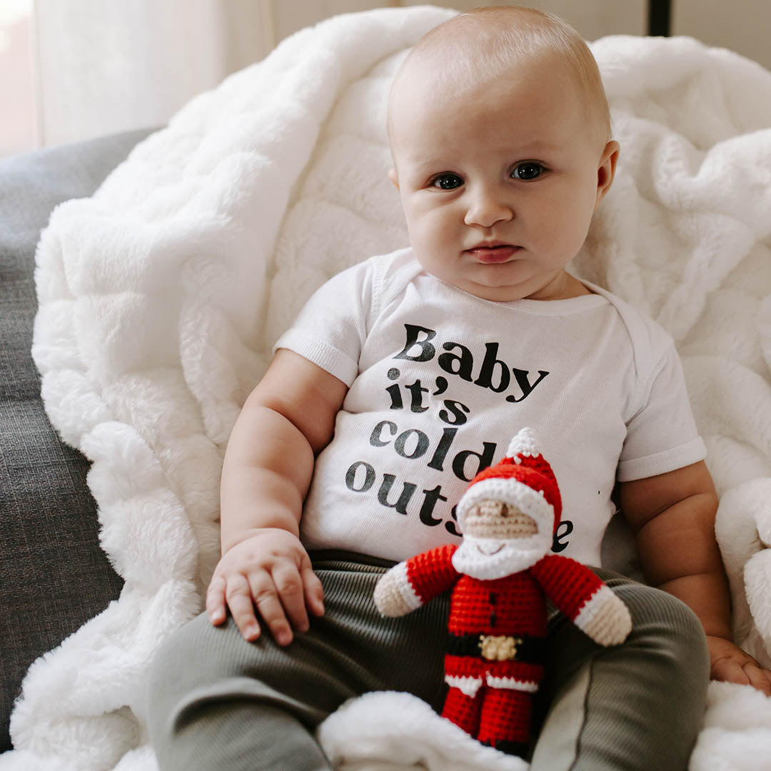 Handmade Fair Trade Santa Rattle – Organic Cotton Delight - Chickadees Wooden Toys