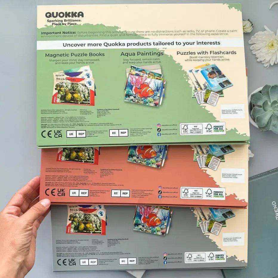 Set of 3 60 Piece Tray Jigsaw Puzzles with Conversation Cards Quokka - Chickadees Wooden Toys