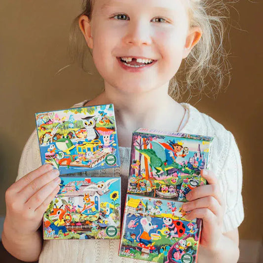 Set of 4 Fairy & Tales 36 Piece Mini Jigsaw Puzzles eeBoo - Chickadees Wooden Toys