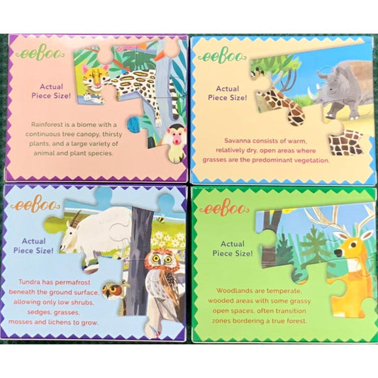 Set of 4 Wild Habitats Animal 36 Piece Mini Jigsaw Puzzles eeBoo - Chickadees Wooden Toys