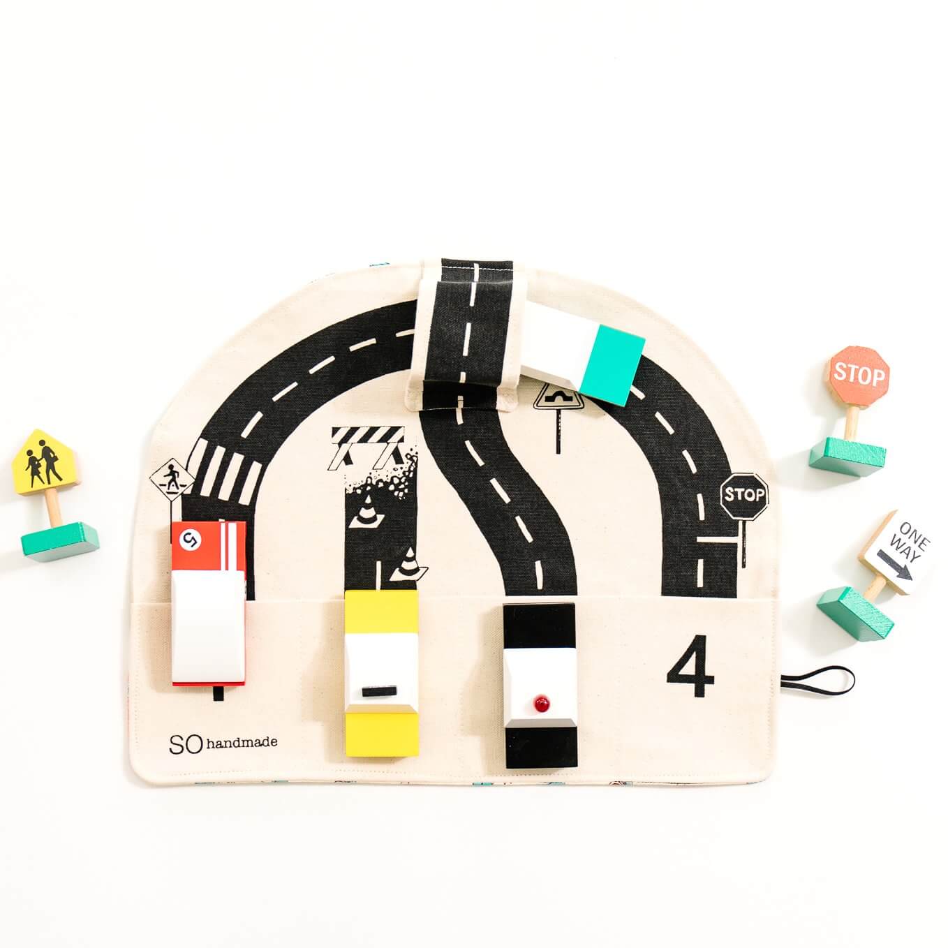 Car Play Mat: "The fun mat is so easy to travel with!" - Chickadees Wooden Toys