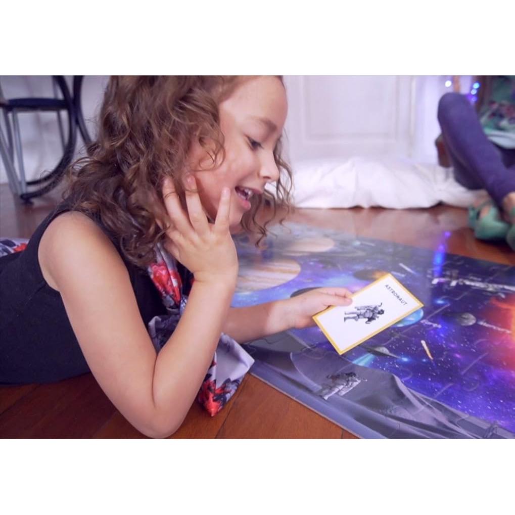 Solar System Spy 48 Piece Floor Jigsaw Puzzle with Flashcards & Magnifying Glass - Chickadees Wooden Toys