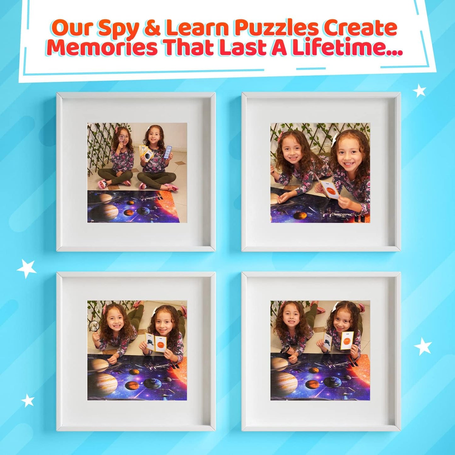Solar System Spy 48 Piece Floor Jigsaw Puzzle with Flashcards & Magnifying Glass - Chickadees Wooden Toys
