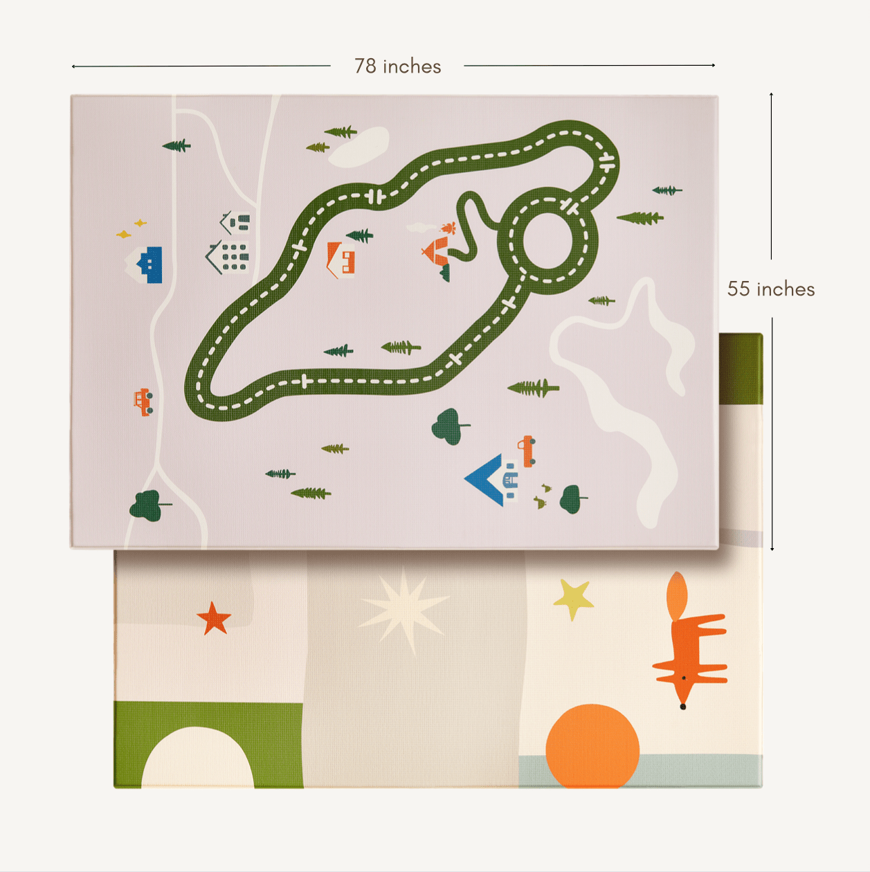 Tiny Land® Double-Sided Baby Playmat Forest Track Wonder - Chickadees Wooden Toys