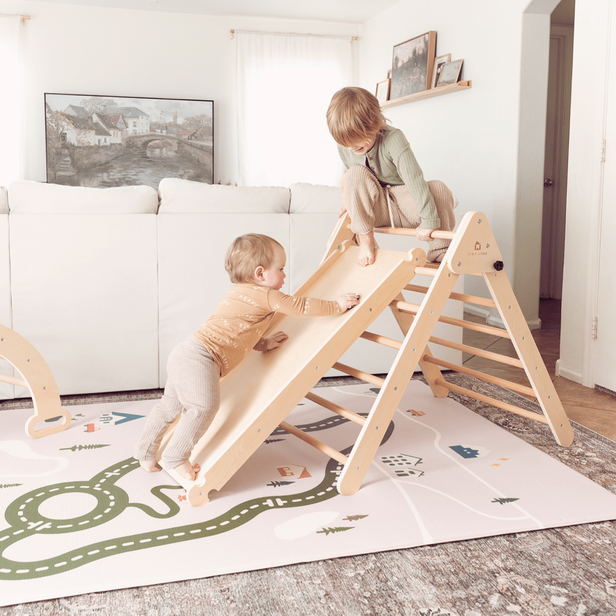 Tiny Land® Double-Sided Baby Playmat Forest Track Wonder - Chickadees Wooden Toys