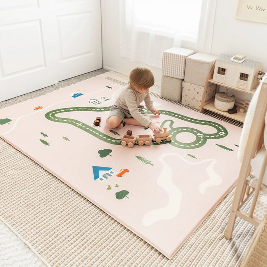 Tiny Land® Double-Sided Baby Playmat Forest Track Wonder - Chickadees Wooden Toys