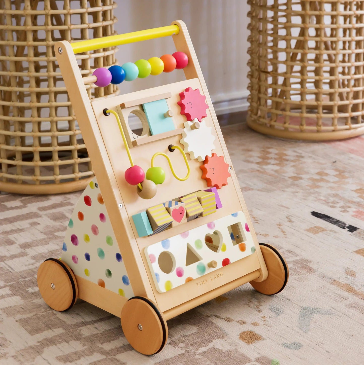Tiny Land® Premium Natural Wooden Activity Walker - Chickadees Wooden Toys