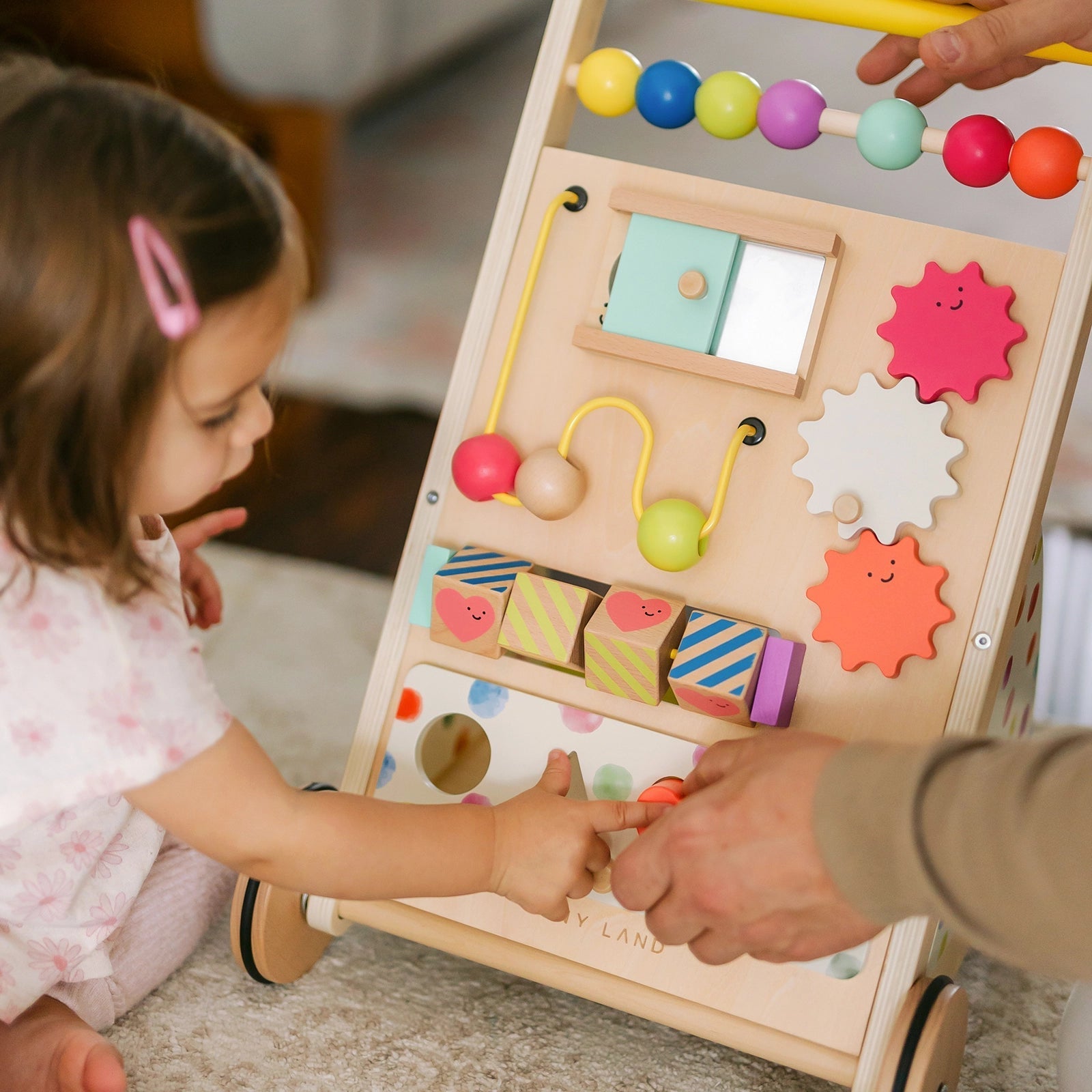 Tiny Land® Premium Natural Wooden Activity Walker - Chickadees Wooden Toys