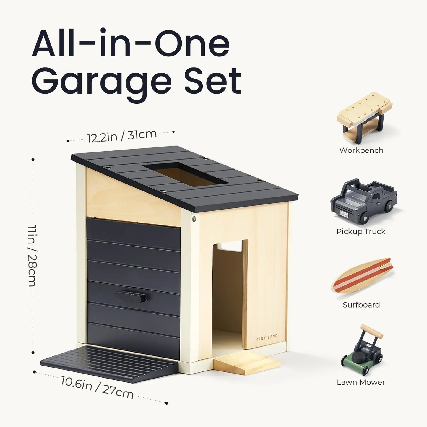 Tiny Land® Wooden Dollhouse - Garage - Chickadees Wooden Toys