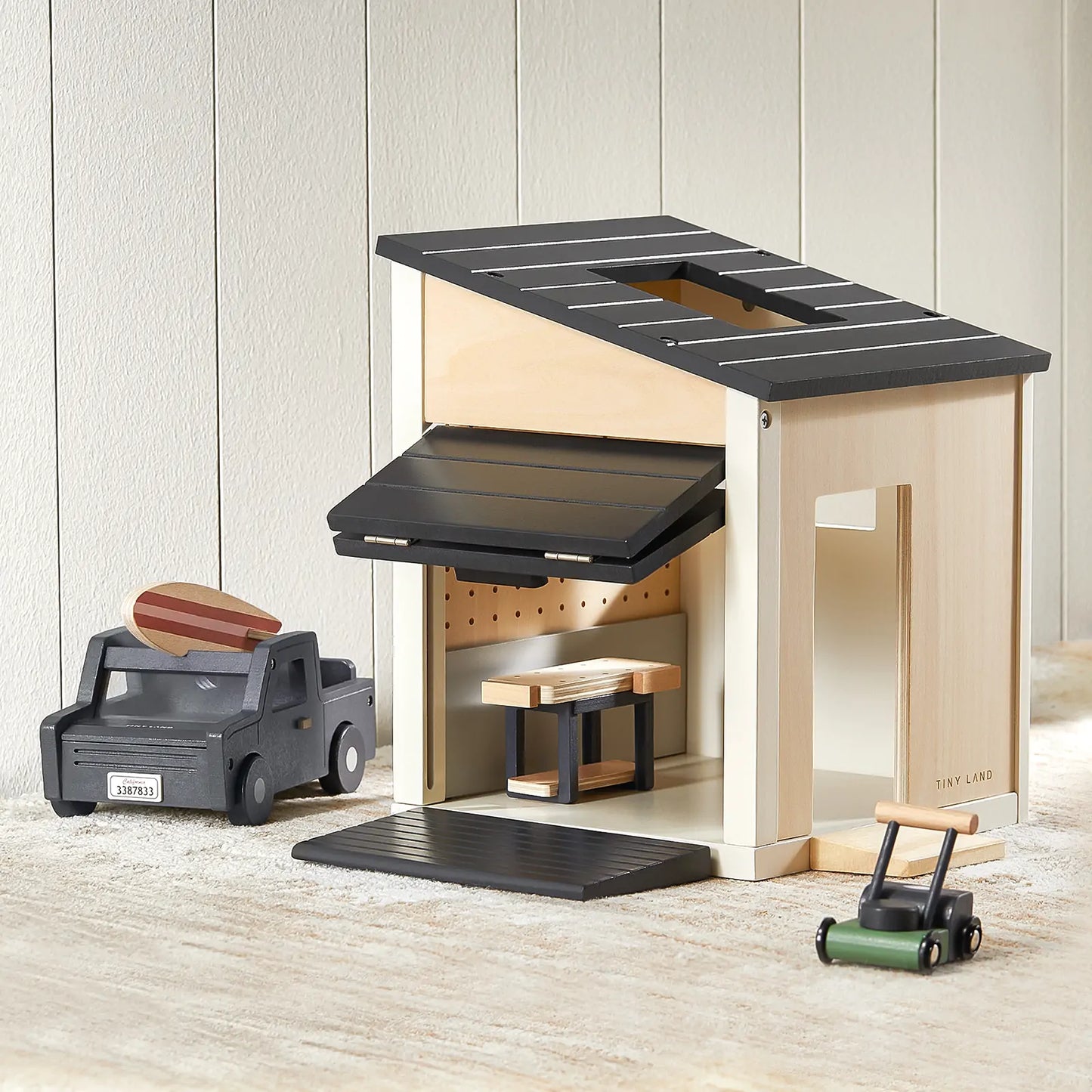 Tiny Land® Wooden Dollhouse - Garage - Chickadees Wooden Toys
