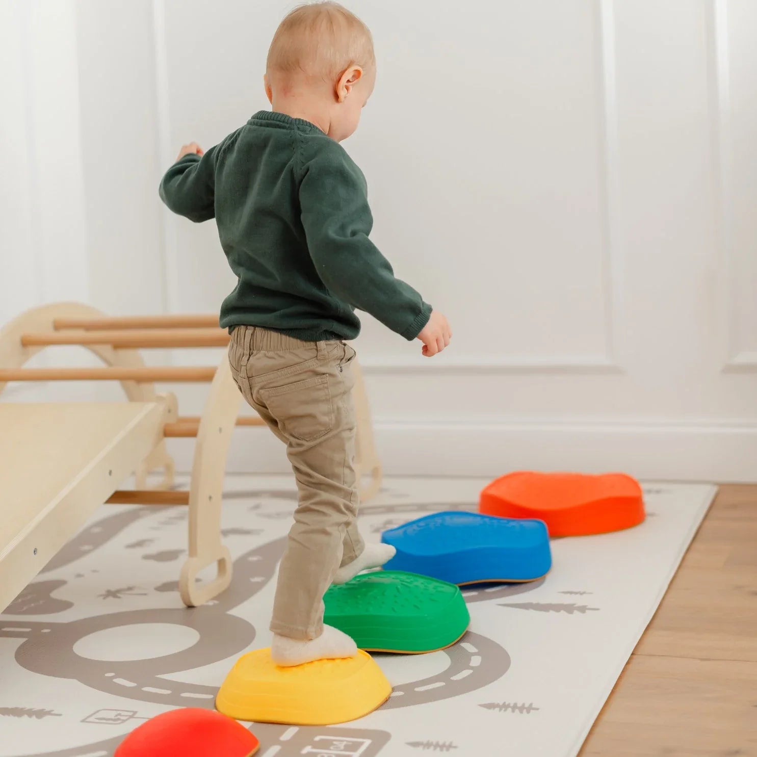Tiny Land® Stepping Stones - Rainbow Color - Chickadees Wooden Toys