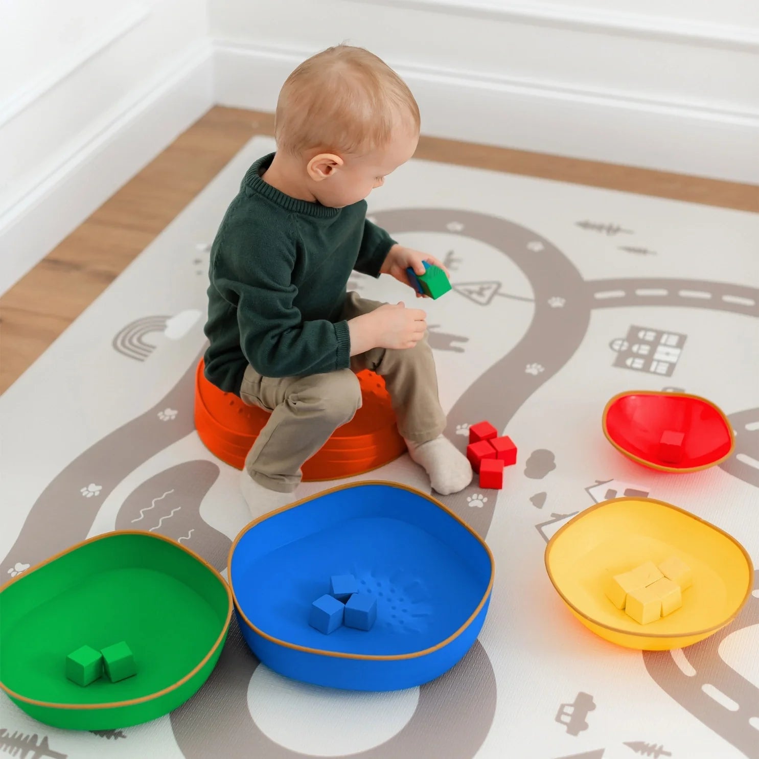 Tiny Land® Stepping Stones - Rainbow Color - Chickadees Wooden Toys